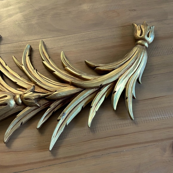 Gorgeous Vintage 1960s Gold Leaf Wall Art Sculpture Decor 42” - Picture 6 of 8